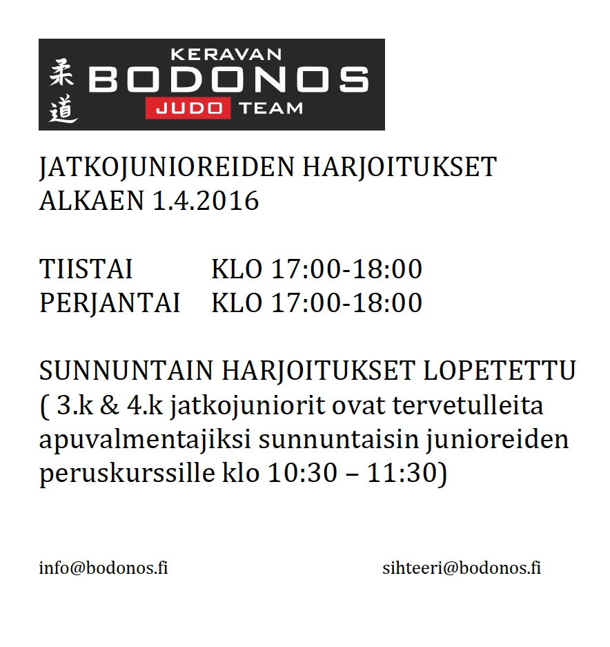 jatkojunioreiden harjoitukset 1.4.2016