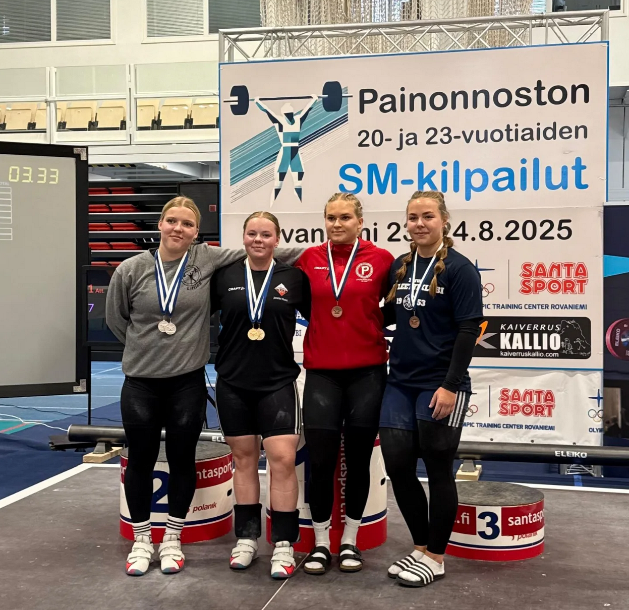 Vasemmalta oikealle: Minni Hormavirta (LoLif), Janette Ylisoini (Bodonos), Emma Laukkarinen (TP) ja Aada Vaahtoranta (TAK)
